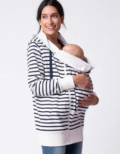 Discount Seraphine Marineblauer Und Weiser Streifen 3 In 1 Umstands- Und Babytrage-Hoodie