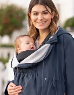 New Seraphine Marineblauer Utility-Parka 4-In-1 Umstands- Und Babytragejacke Mit Kapuze
