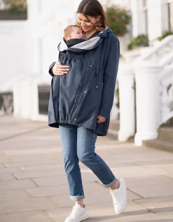 New Seraphine Marineblauer Utility-Parka 4-In-1 Umstands- Und Babytragejacke Mit Kapuze