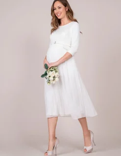 Sale Seraphine Midi Umstandskleid Mit Faltenrock Elfenbein