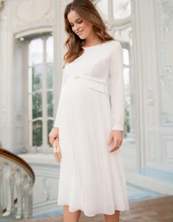 Clearance Seraphine Midi Umstandskleid Mit Faltenrock In Elfenbein