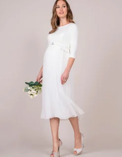 Sale Seraphine Midi Umstandskleid Mit Faltenrock Elfenbein