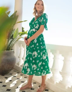 Hot Seraphine Midi Wickelumstandskleid Grunes Florales