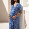 Flash Sale Seraphine Midi Wickelumstandskleid Blaues Florales