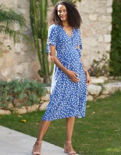 Flash Sale Seraphine Midi Wickelumstandskleid Blaues Florales