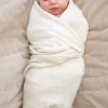 Fashion Seraphine Mini-Baumwoll- Und Kaschmir-Elfenbein-Weis Gestrickte Babydecke