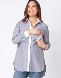Sale Seraphine Nadelstreifen Umstands- & Stillbluse Baumwolle
