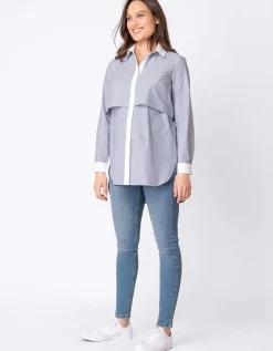Sale Seraphine Nadelstreifen Umstands- & Stillbluse Baumwolle