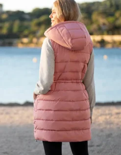 Fashion Seraphine Pinke, Lange, Wattierte 3-In-1-Umstands- Und Babytrageweste Mit Kapuze