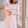 Online Seraphine Rosefarbenes Umstands- & Stillkleid Mit Plisseerock