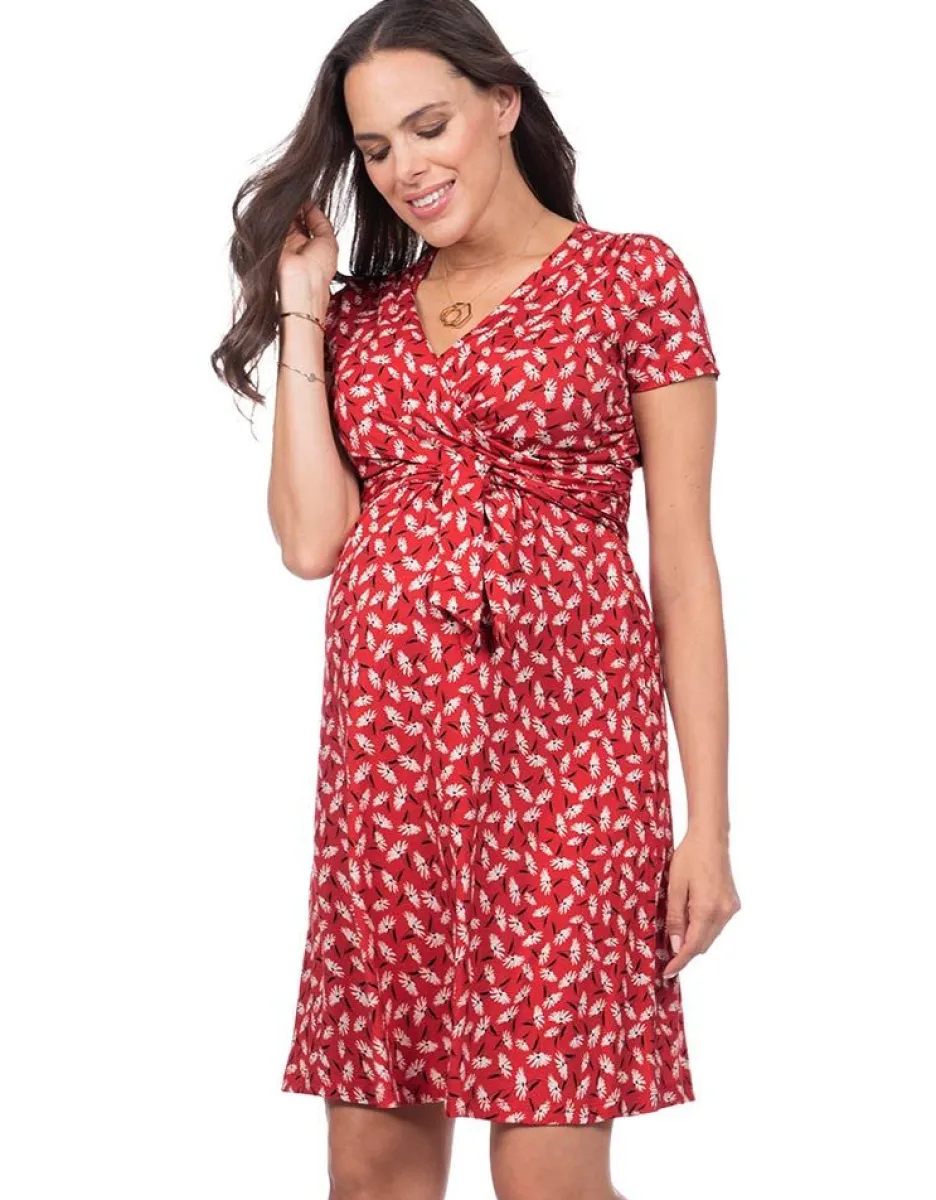 Fashion Seraphine Rotes Florales Umstands- Und Stillkleid