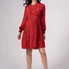 Store Seraphine Rotes Gesmoktes Umstands- & Stillkleid