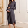 New Seraphine Schiefergraues Still- & Umstandsmidikleid