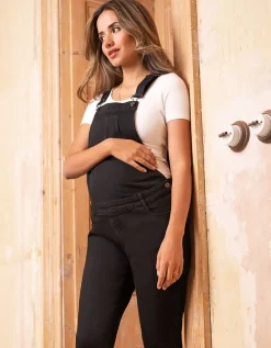 Discount Seraphine Schwarze Denim Umstandslatzhose