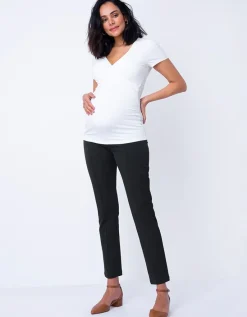 Online Seraphine Schwarze Umstandshose Mit Schmalem Bein Unterbauchbund