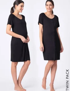 Sale Seraphine Schwarze Umstandsnachthemden - Doppelpack