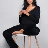 New Seraphine Schwarzer Lounge Umstands- Und Stillpyjama Aus Bambus