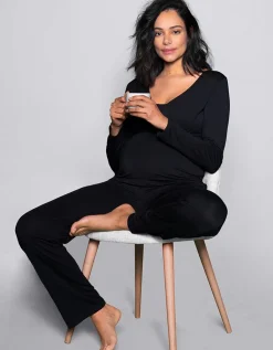 New Seraphine Schwarzer Lounge Umstands- Und Stillpyjama Aus Bambus