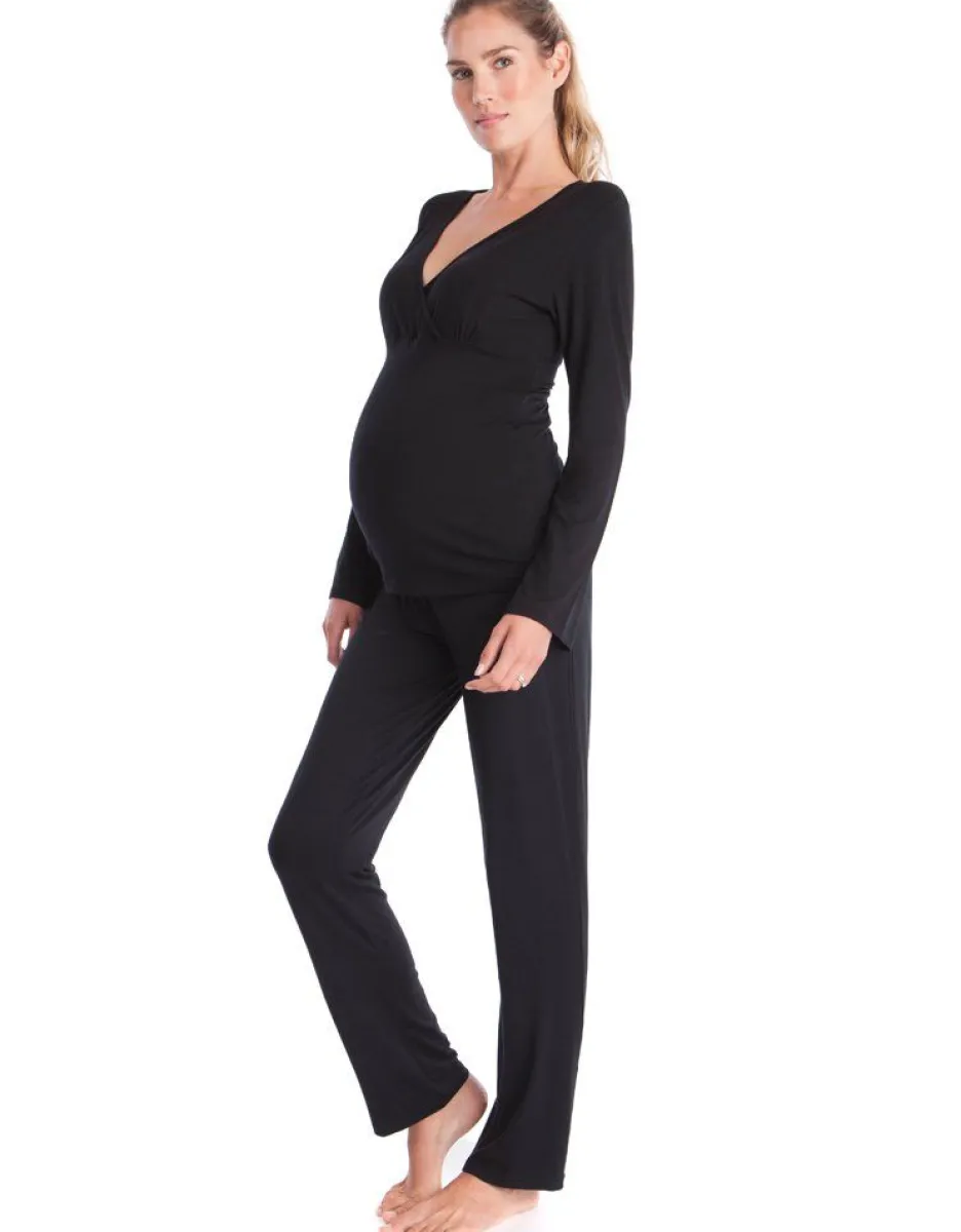 New Seraphine Schwarzer Lounge Umstands- Und Stillpyjama Aus Bambus