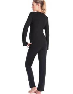 New Seraphine Schwarzer Lounge Umstands- Und Stillpyjama Aus Bambus