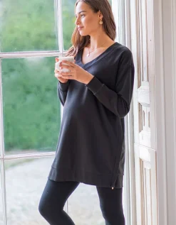 Clearance Seraphine Schwarzer Umstands- & Stillpullover Mit V-Ausschnitt