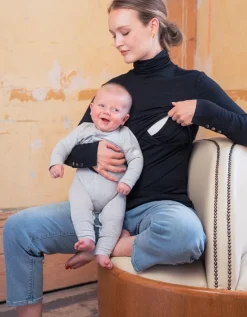 Online Seraphine Schwarzer Umstands- Und Stillpullover Mit Rollkragen