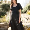 Best Sale Seraphine Schwarzes Umstands- & Stillkleid Mit Lochstickerei