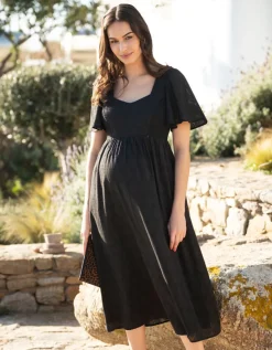 Best Sale Seraphine Schwarzes Umstands- & Stillkleid Mit Lochstickerei