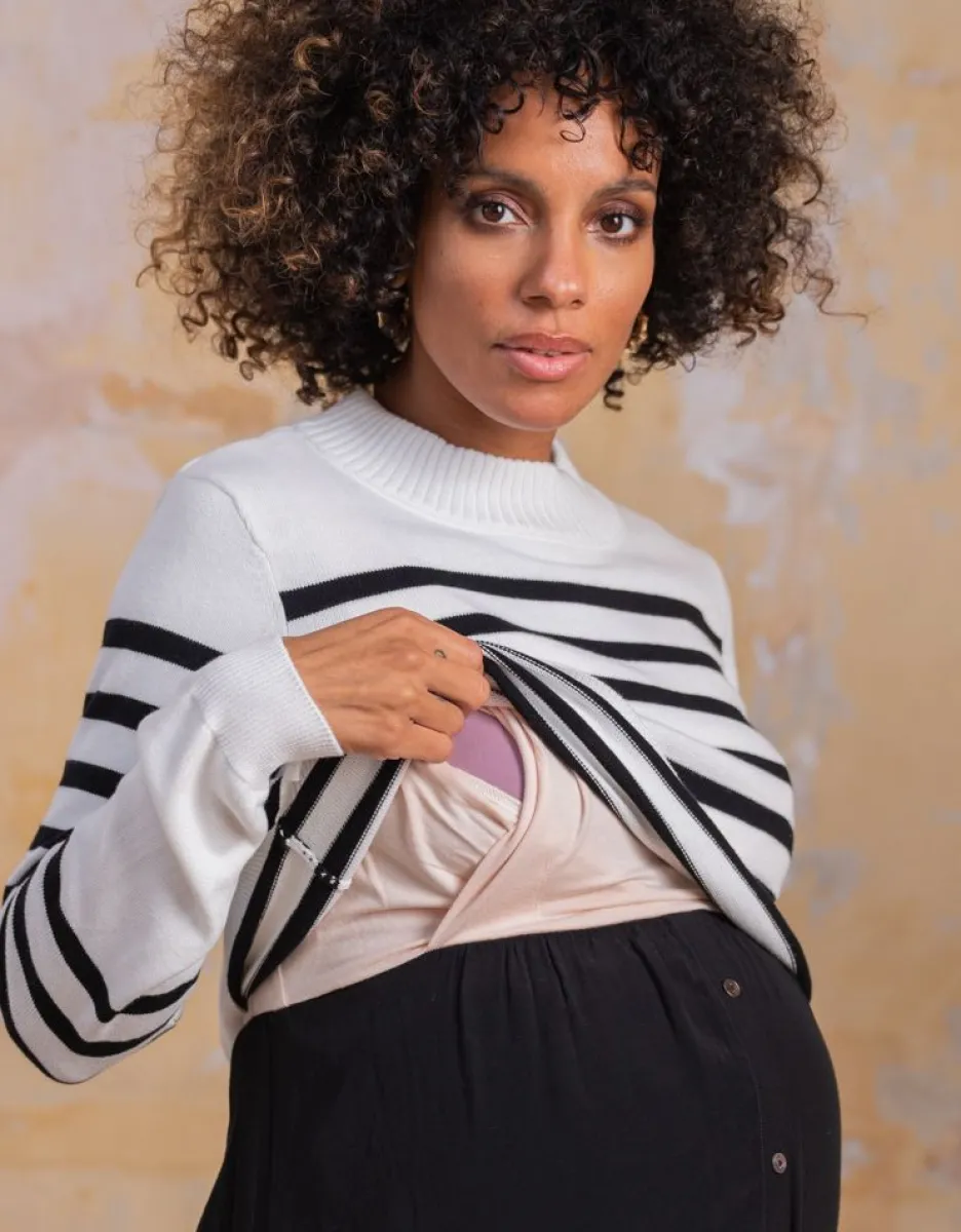 Discount Seraphine Schwarzes Umstands- & Stillkleid Mit Streifenpullover