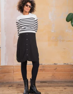 Discount Seraphine Schwarzes Umstands- & Stillkleid Mit Streifenpullover