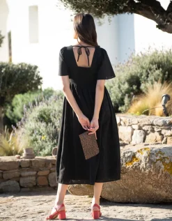Best Sale Seraphine Schwarzes Umstands- & Stillkleid Mit Lochstickerei