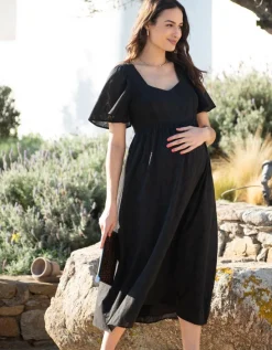 Best Sale Seraphine Schwarzes Umstands- & Stillkleid Mit Lochstickerei