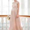 Online Seraphine Seidenes Umstandsabendkleid Mit Eyelash Spitze - Rose