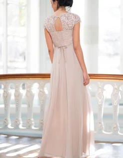 Online Seraphine Seidenes Umstandsabendkleid Mit Eyelash Spitze - Rose