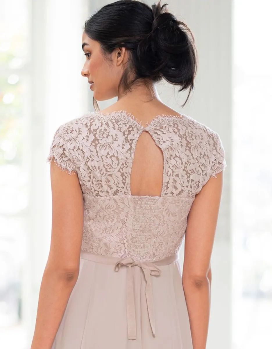 Online Seraphine Seidenes Umstandsabendkleid Mit Eyelash Spitze - Rose