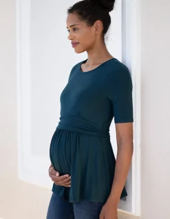 Sale Seraphine Smaragdgrunes Umstands- Und Stilltop Mit Kurzen Armeln