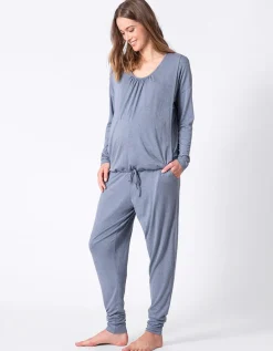 Online Seraphine Stahlblaues Still- Und Umstandsloungewear Set