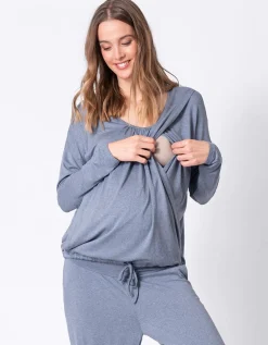 Online Seraphine Stahlblaues Still- Und Umstandsloungewear Set