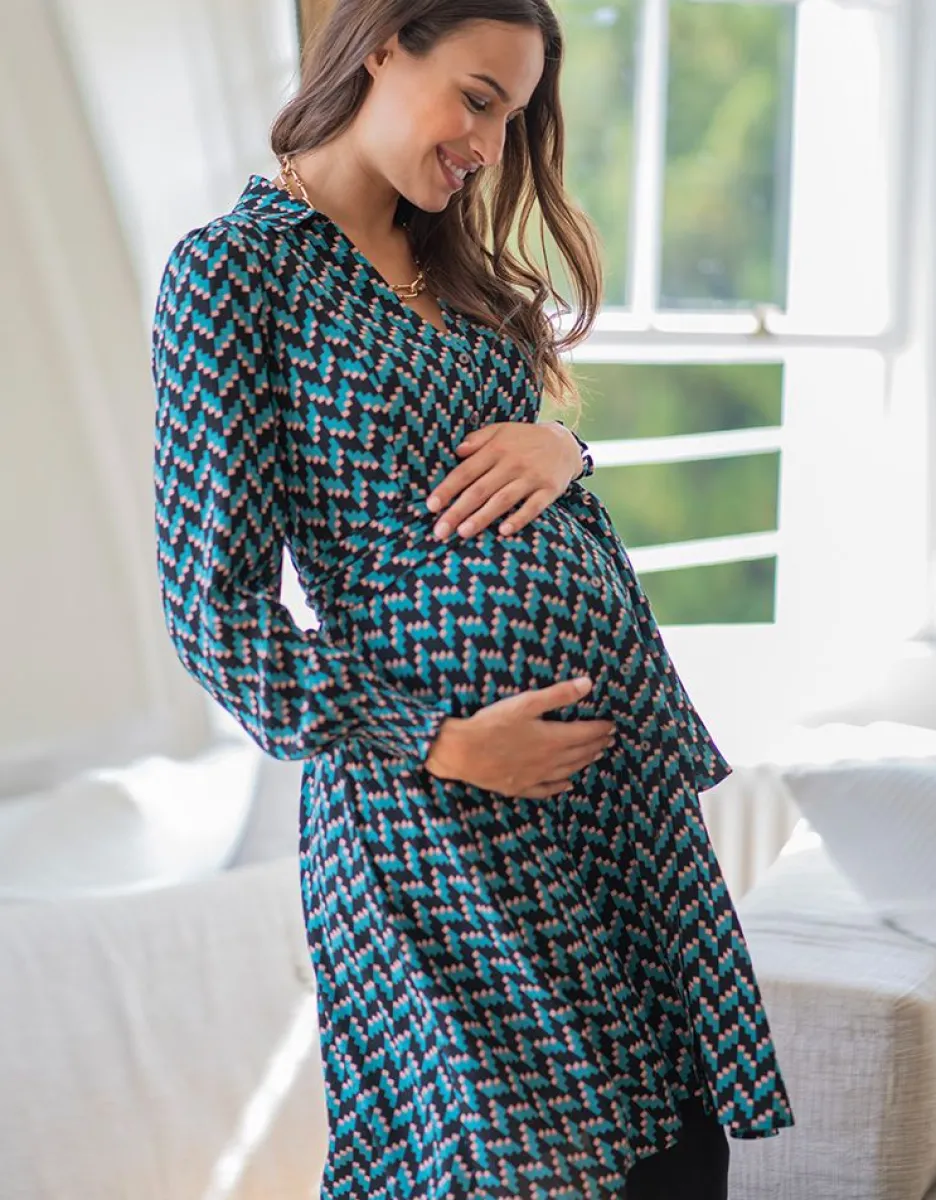Best Sale Seraphine Still- & Umstandshemdkleid Retro-Print