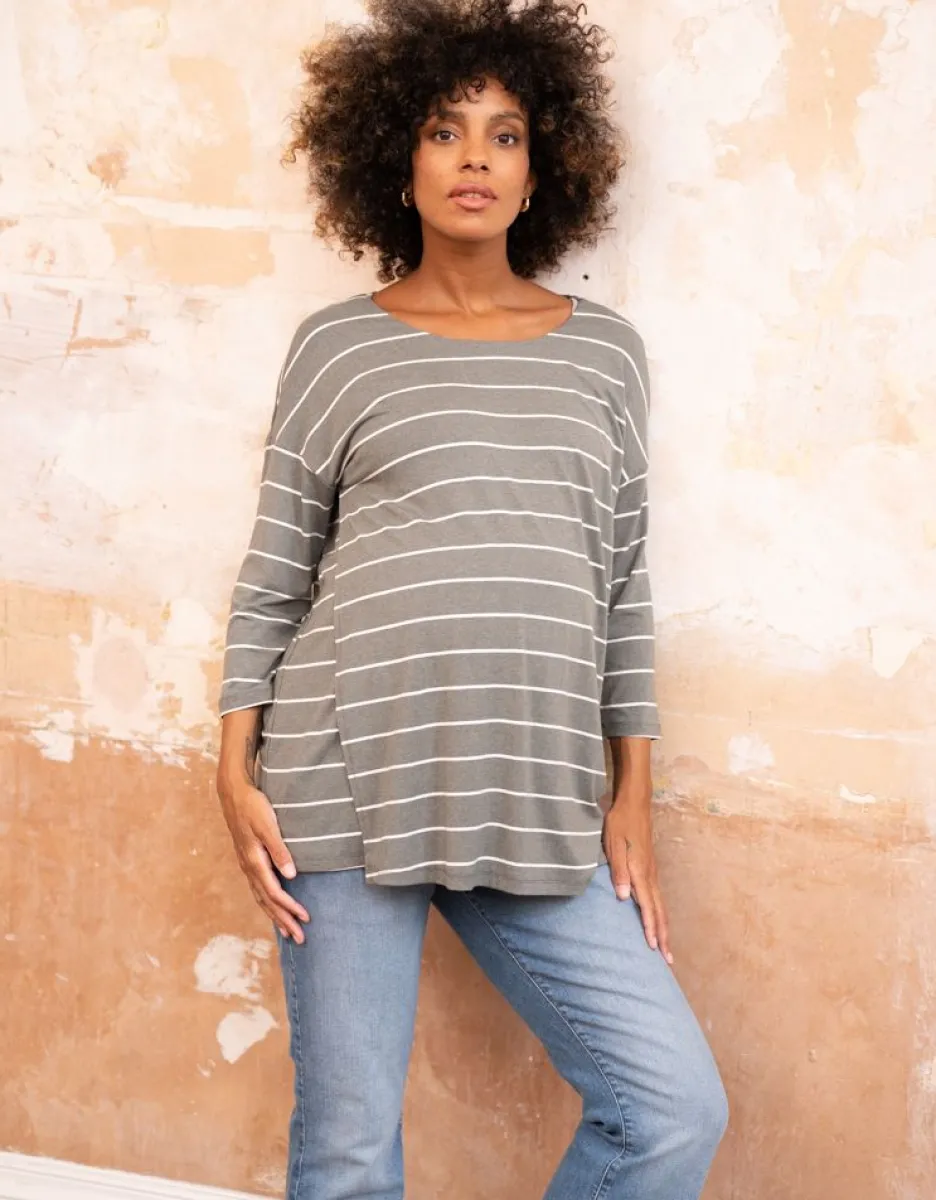 Fashion Seraphine Still- & Umstandstop Khaki Streifen