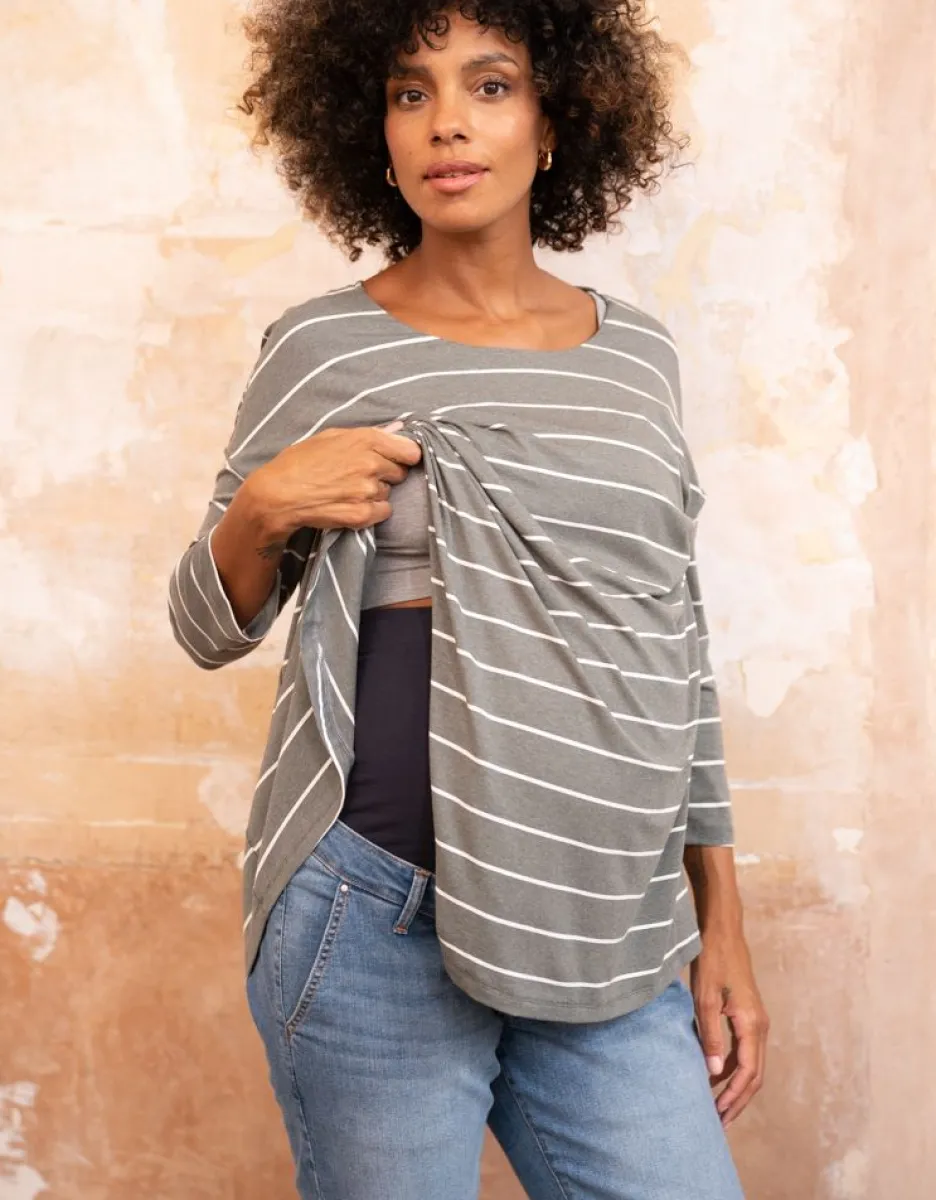 Fashion Seraphine Still- & Umstandstop Khaki Streifen