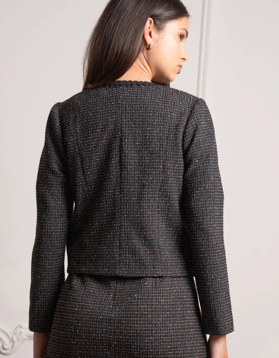 Best Sale Seraphine Stretch-Tweed-Umstandsjacke, Schwarz