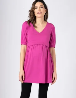 Shop Seraphine Umstands- Bis Stillkittel-Tunika-Oberteil Mit V-Ausschnitt In Rosa