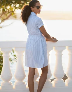 Flash Sale Seraphine Umstands- Und Stillhemdkleid Mit Blau-Weisem Nadelstreifen Zum Binden Vorne