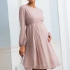 Cheap Seraphine Umstands- Und Stillkleid Aus Taupefarbenem Und Weisem Punkt-Chiffon