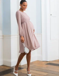 Cheap Seraphine Umstands- Und Stillkleid Aus Taupefarbenem Und Weisem Punkt-Chiffon
