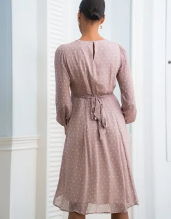 Cheap Seraphine Umstands- Und Stillkleid Aus Taupefarbenem Und Weisem Punkt-Chiffon