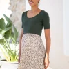 Best Seraphine Umstands- Und Stillkleid Mit Oberteil In Khakigrun Mit Ditsy-Blumendruck