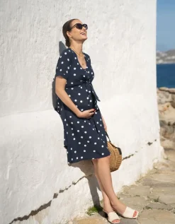 Outlet Seraphine Umstands- Und Stillkleid Mit Fleckmuster In Marineblau Und Weis