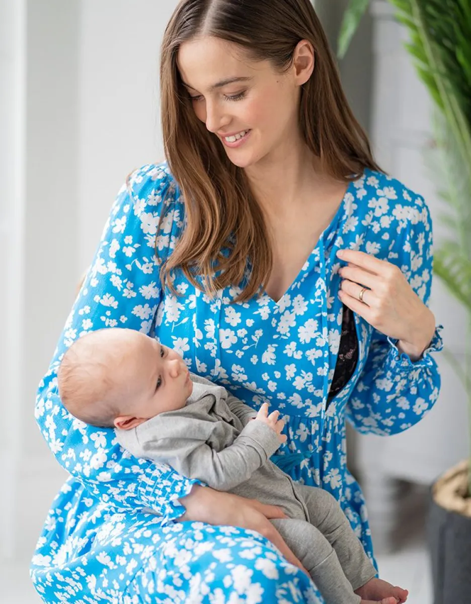 Best Sale Seraphine Umstands- Und Stillkleid Mit Blumenmuster In Blau Und Weis